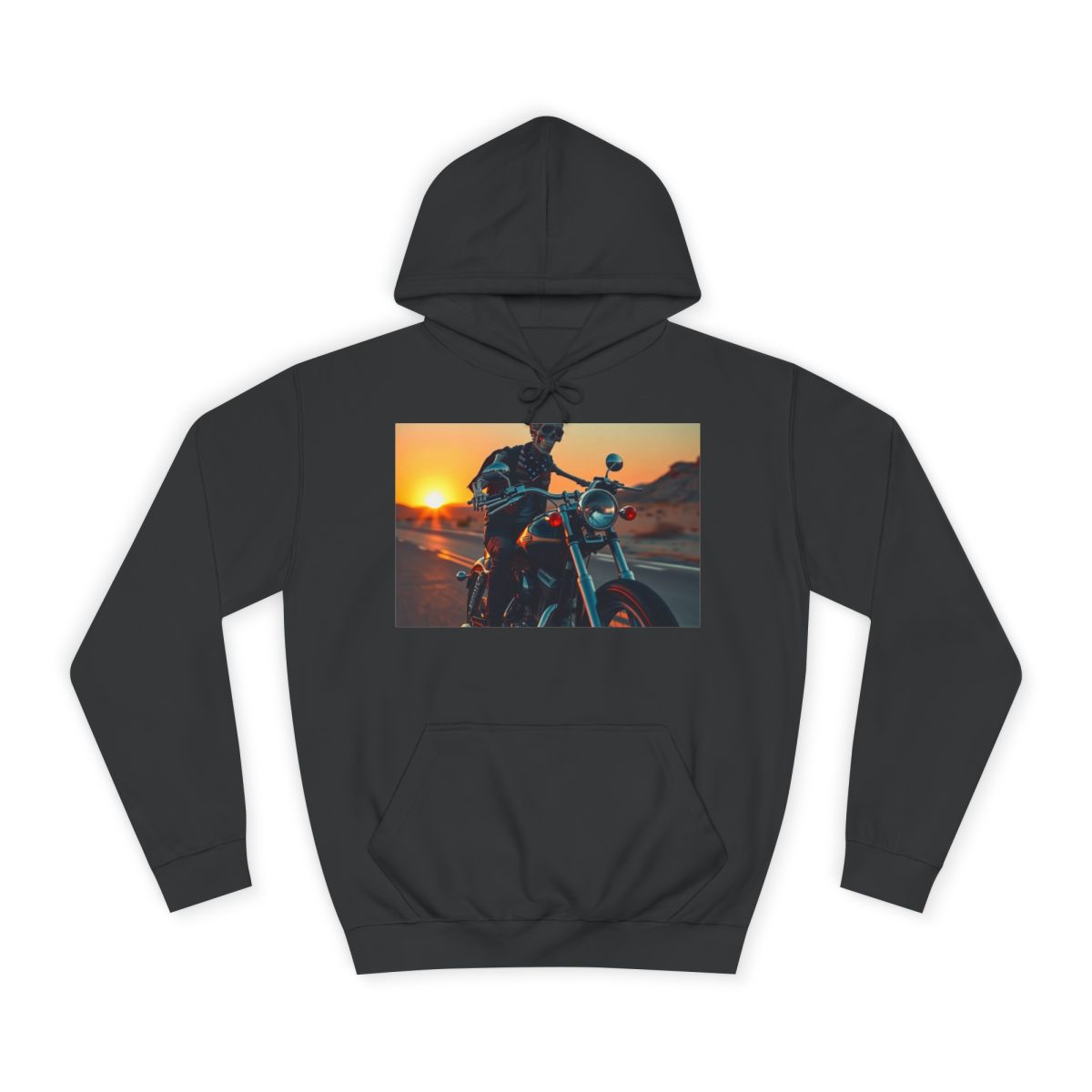 Skeleton Rider on black hoodie